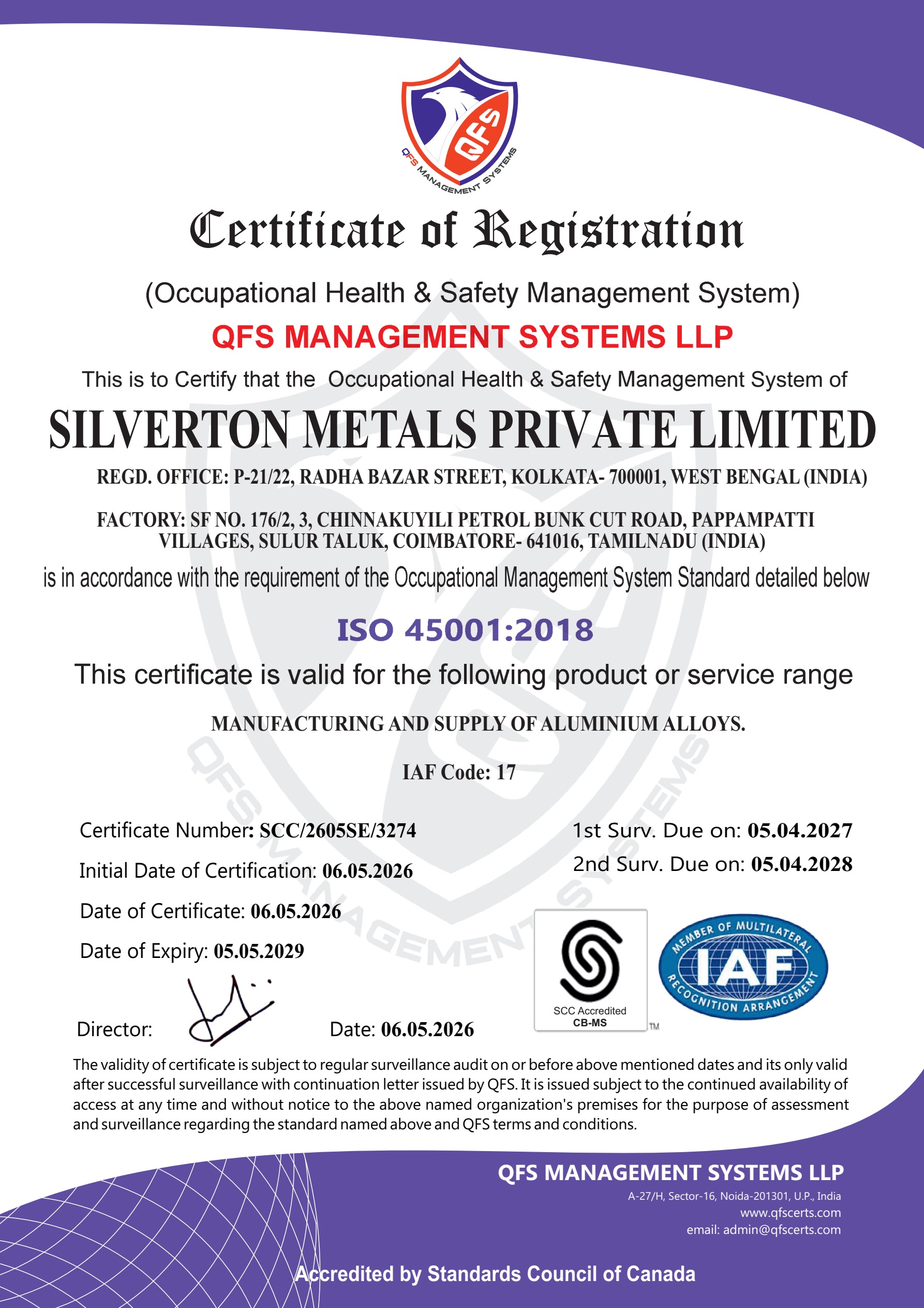 ISO 45001:2018 Certificate Thumbnail