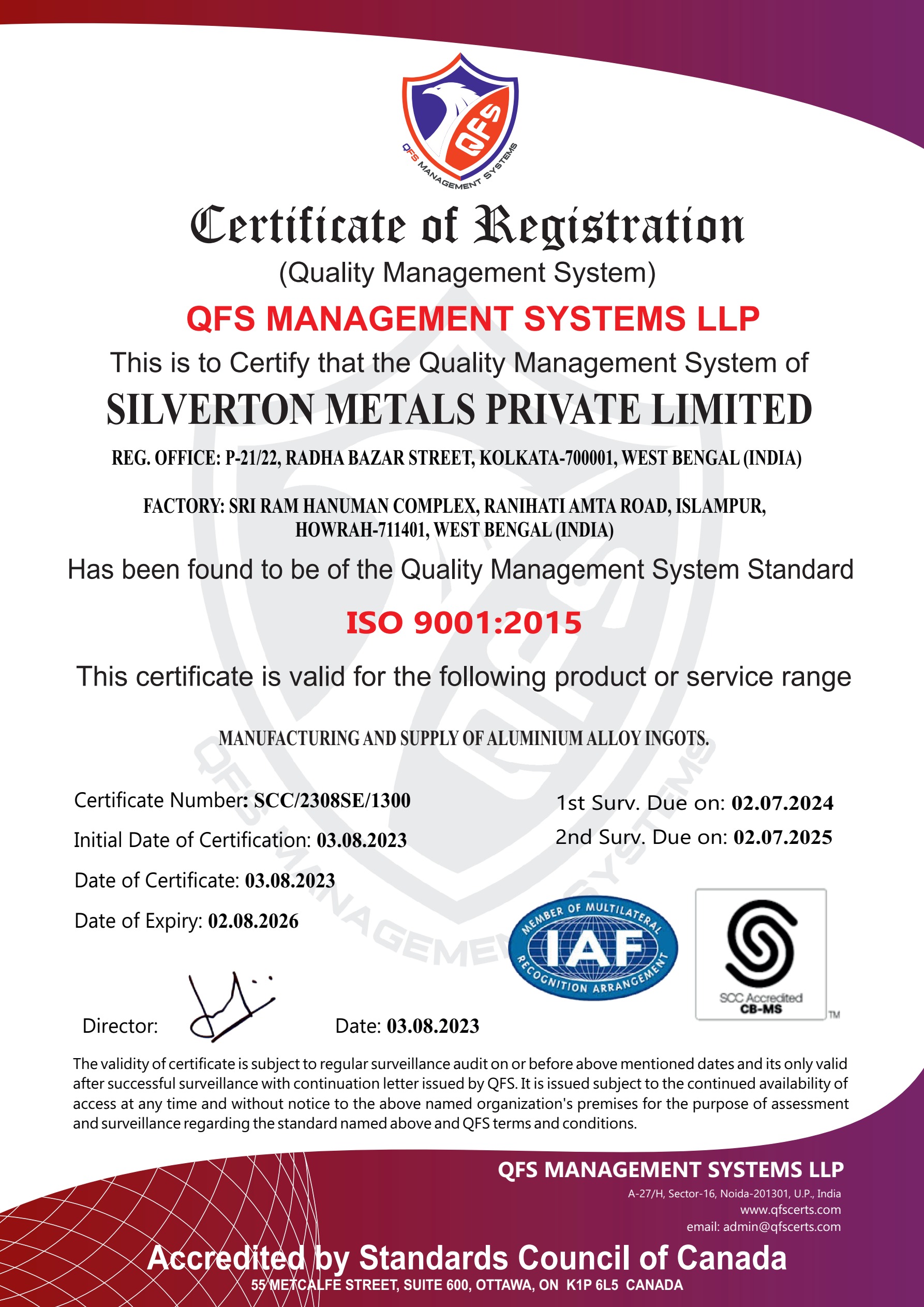 ISO 9001:2015 Certificate Thumbnail